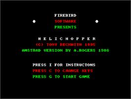 Title screen of Helichopper on the Amstrad CPC.