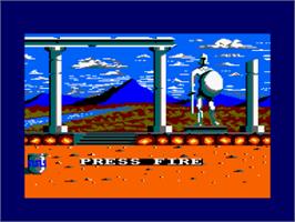 Title screen of Hercules: Slayer of the Damned on the Amstrad CPC.