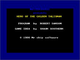 Title screen of Hero of the Golden Talisman on the Amstrad CPC.
