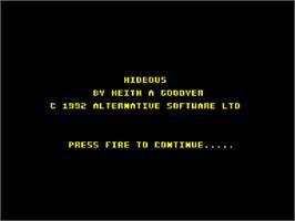 Title screen of Hideous on the Amstrad CPC.