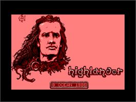 Title screen of Highlander on the Amstrad CPC.