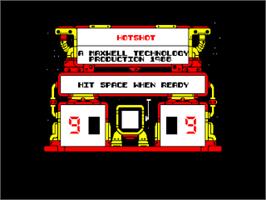 Title screen of Hotshot on the Amstrad CPC.