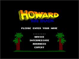 Title screen of Howard the Duck on the Amstrad CPC.