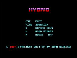 Title screen of Hybrid on the Amstrad CPC.