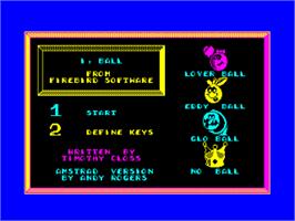 Title screen of I, Ball on the Amstrad CPC.