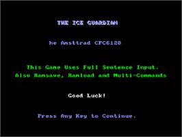 Title screen of Ice Guardian, The on the Amstrad CPC.