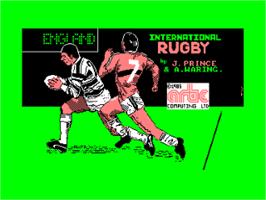 Title screen of International Rugby on the Amstrad CPC.
