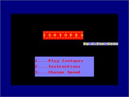 Title screen of Isotopes on the Amstrad CPC.
