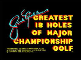 Title screen of Jack Nicklaus' Greatest 18 Holes of Major Championship Golf on the Amstrad CPC.