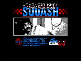 Title screen of Jahangir Khan's World Championship Squash on the Amstrad CPC.