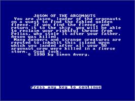 Title screen of Jason of the Argonauts on the Amstrad CPC.