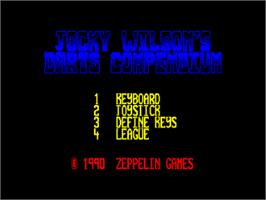 Title screen of Jocky Wilson's Compendium of Darts on the Amstrad CPC.