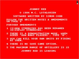 Title screen of Johnny Reb on the Amstrad CPC.