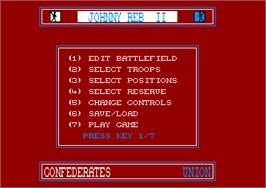Title screen of Johnny Reb 2 on the Amstrad CPC.