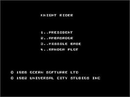 Title screen of Knight Rider on the Amstrad CPC.