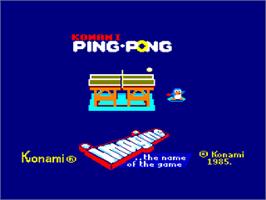 Title screen of Konami's Ping Pong on the Amstrad CPC.