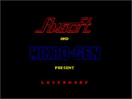 Title screen of Laserwarp on the Amstrad CPC.