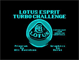 Title screen of Lotus Esprit Turbo Challenge on the Amstrad CPC.
