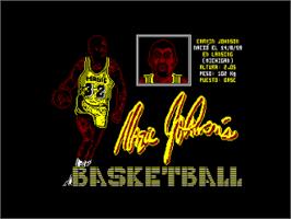 Title screen of Magic Johnson's Basketball on the Amstrad CPC.