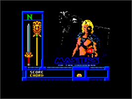 Title screen of Masters Of The Universe - The Movie on the Amstrad CPC.