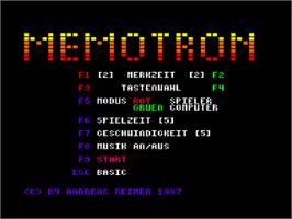 Title screen of Memotron on the Amstrad CPC.