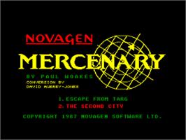 Title screen of Mercenary on the Amstrad CPC.
