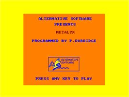 Title screen of Metalyx on the Amstrad CPC.