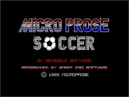 Title screen of Microprose Soccer on the Amstrad CPC.