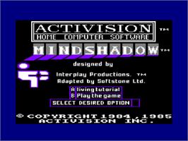 Title screen of Mindshadow on the Amstrad CPC.