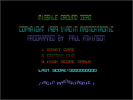 Title screen of Missile Ground Zero on the Amstrad CPC.