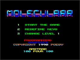 Title screen of Molecularr on the Amstrad CPC.