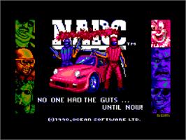 Title screen of Narc on the Amstrad CPC.
