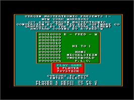 Title screen of New York Warriors on the Amstrad CPC.