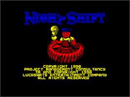 Title screen of Night Shift on the Amstrad CPC.