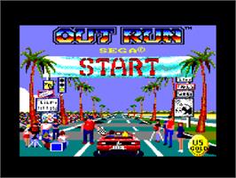 Title screen of Out Run on the Amstrad CPC.