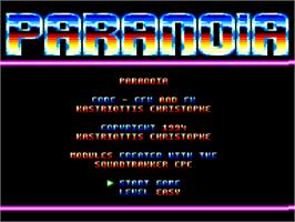 Title screen of Paranoia on the Amstrad CPC.