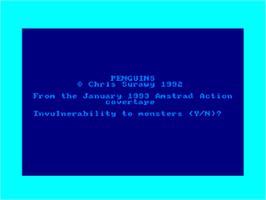 Title screen of Penguins on the Amstrad CPC.