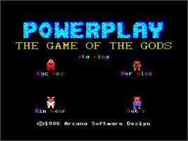 Title screen of Powerplay: The Game of the Gods on the Amstrad CPC.
