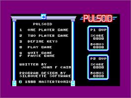 Title screen of Pulsoids on the Amstrad CPC.