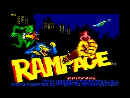Title screen of Rampage on the Amstrad CPC.