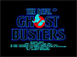 Title screen of Real Ghostbusters, The on the Amstrad CPC.