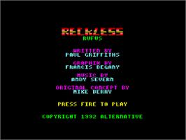 Title screen of Reckless Rufus on the Amstrad CPC.