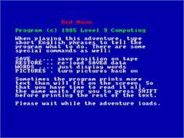Title screen of Red Moon on the Amstrad CPC.