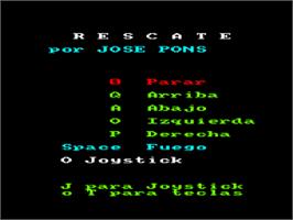 Title screen of Rescate on the Amstrad CPC.