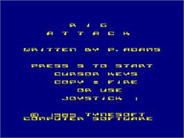 Title screen of Rig Attack on the Amstrad CPC.