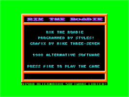 Title screen of Rik The Roadie on the Amstrad CPC.