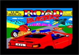 Title screen of Roadblasters on the Amstrad CPC.