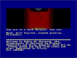 Title screen of Robin of Sherwood: The Touchstones of Rhiannon on the Amstrad CPC.