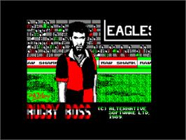 Title screen of Rugby Boss on the Amstrad CPC.
