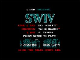 Title screen of S.W.I.V. on the Amstrad CPC.